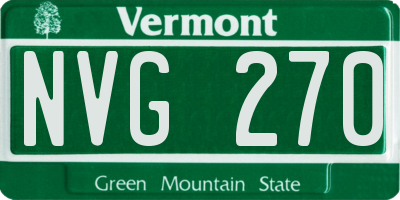 VT license plate NVG270