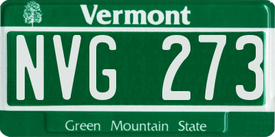 VT license plate NVG273