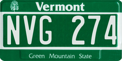VT license plate NVG274