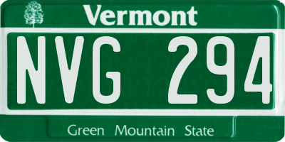 VT license plate NVG294