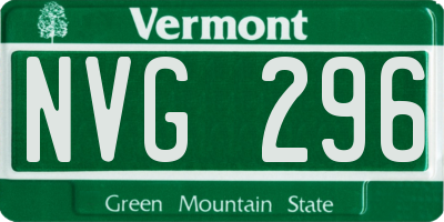 VT license plate NVG296