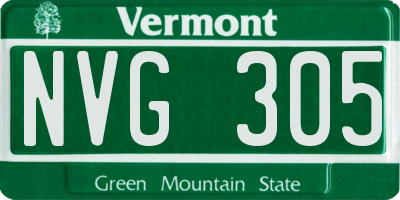 VT license plate NVG305