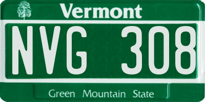 VT license plate NVG308