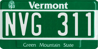 VT license plate NVG311
