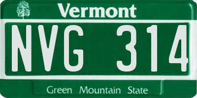 VT license plate NVG314