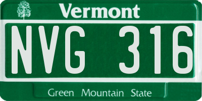 VT license plate NVG316