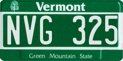 VT license plate NVG325
