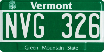 VT license plate NVG326
