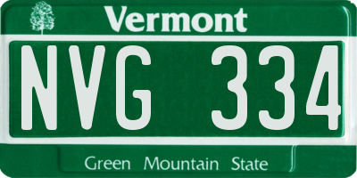 VT license plate NVG334