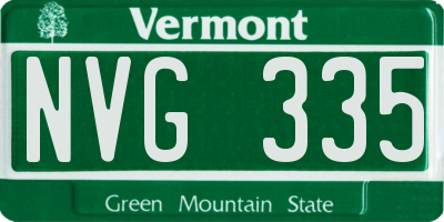 VT license plate NVG335