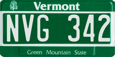 VT license plate NVG342