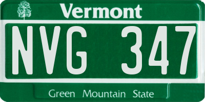 VT license plate NVG347