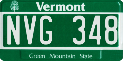 VT license plate NVG348