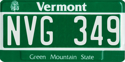 VT license plate NVG349