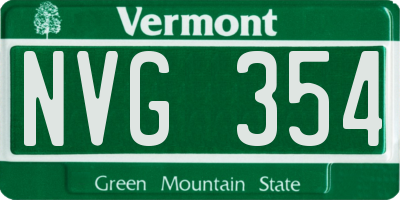 VT license plate NVG354