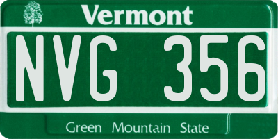 VT license plate NVG356