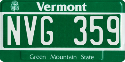 VT license plate NVG359