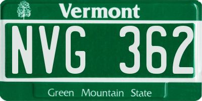 VT license plate NVG362