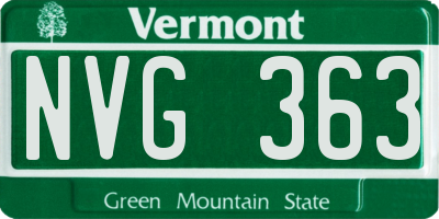 VT license plate NVG363