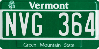 VT license plate NVG364