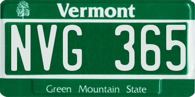 VT license plate NVG365