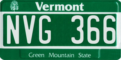 VT license plate NVG366