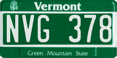 VT license plate NVG378