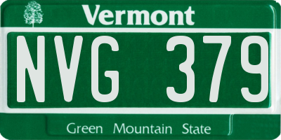 VT license plate NVG379