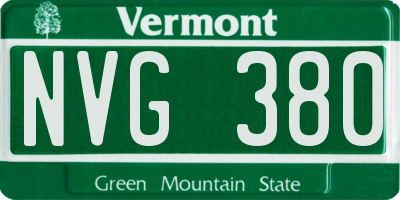 VT license plate NVG380