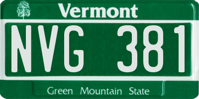 VT license plate NVG381