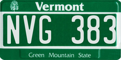 VT license plate NVG383