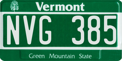 VT license plate NVG385
