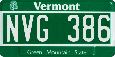 VT license plate NVG386