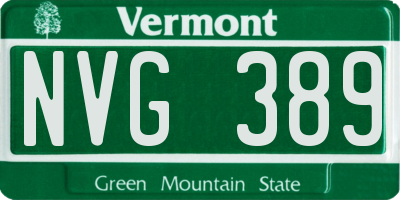 VT license plate NVG389