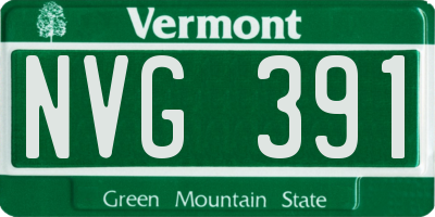 VT license plate NVG391
