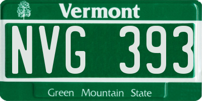 VT license plate NVG393