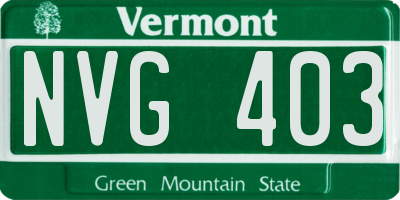VT license plate NVG403