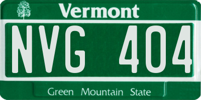 VT license plate NVG404