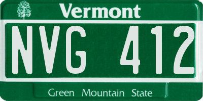 VT license plate NVG412