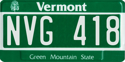 VT license plate NVG418