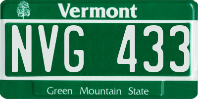 VT license plate NVG433