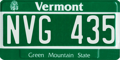 VT license plate NVG435
