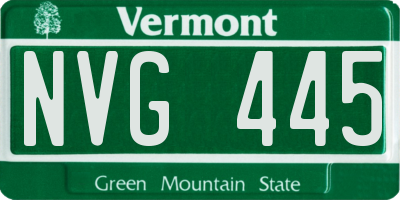 VT license plate NVG445