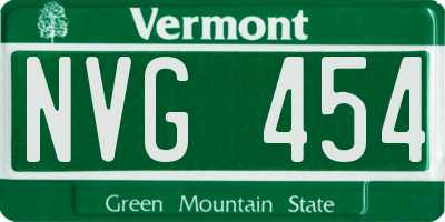 VT license plate NVG454