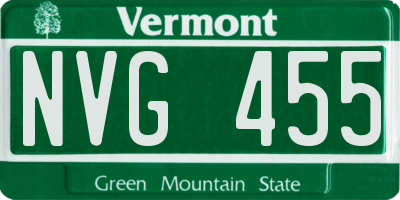 VT license plate NVG455