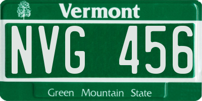 VT license plate NVG456