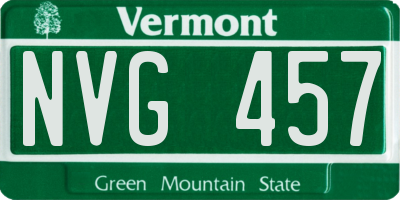 VT license plate NVG457