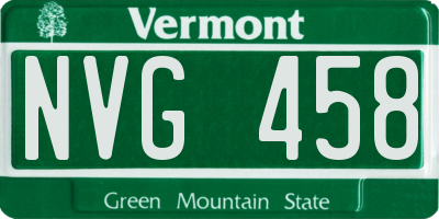 VT license plate NVG458