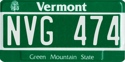 VT license plate NVG474