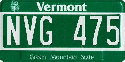 VT license plate NVG475